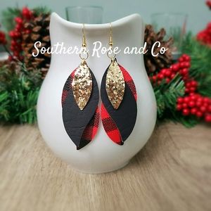 Buffalo plaid sway triple layer earrings